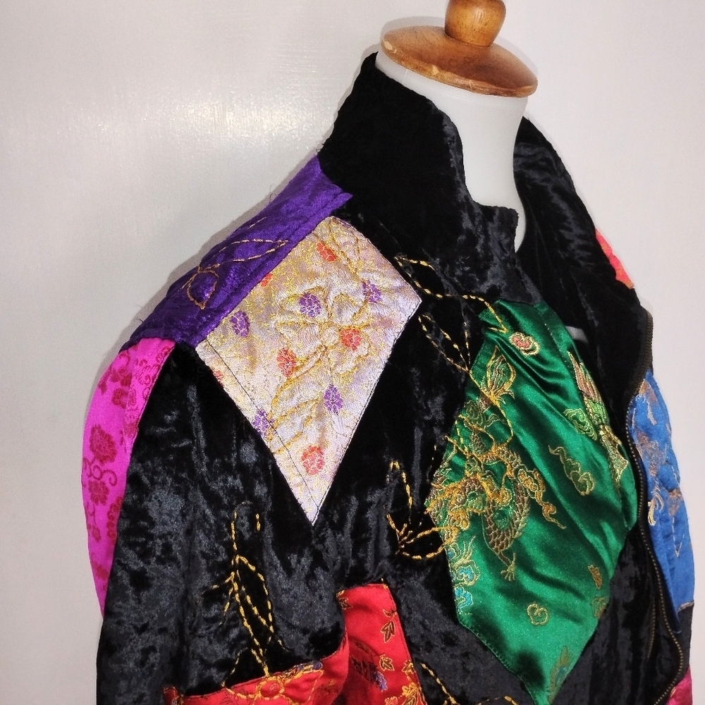 Asian Inspired Patchwork Velvet Jacket - image 5